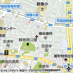 東京都新宿区早稲田鶴巻町524周辺の地図