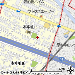 千葉県船橋市本中山5丁目周辺の地図