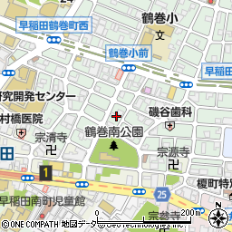 東京都新宿区早稲田鶴巻町525周辺の地図