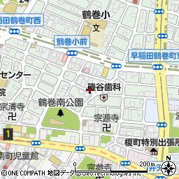 東京都新宿区早稲田鶴巻町周辺の地図