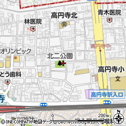 高円寺北二公園トイレ周辺の地図