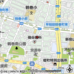 東京都新宿区早稲田鶴巻町554周辺の地図