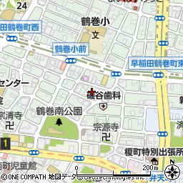 東京都新宿区早稲田鶴巻町523周辺の地図