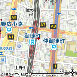 都営地下鉄東京都交通局　大江戸線上野御徒町駅周辺の地図