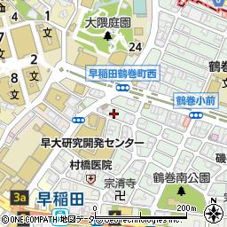 東京都新宿区早稲田鶴巻町533周辺の地図