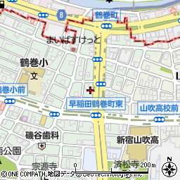 東京都新宿区早稲田鶴巻町569周辺の地図