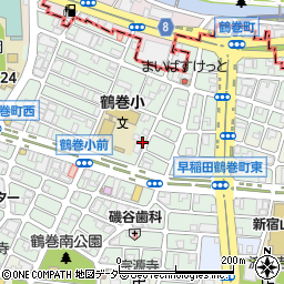 東京都新宿区早稲田鶴巻町44周辺の地図
