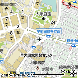 東京都新宿区早稲田鶴巻町517周辺の地図