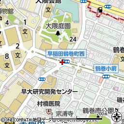 早稲田鶴巻町西周辺の地図