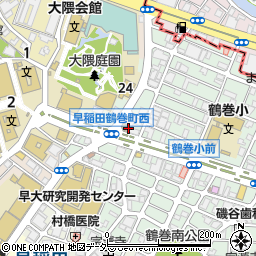 東京都新宿区早稲田鶴巻町537周辺の地図