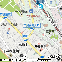 山梨県韮崎市中央町12周辺の地図