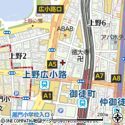 屋内ビアガーデン＆シュラスコ食べ放題 グリルハウス上野アメ横店周辺の地図