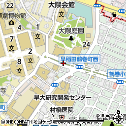 東京都新宿区早稲田鶴巻町538周辺の地図