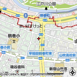 東京都新宿区早稲田鶴巻町570周辺の地図