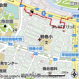 東京都新宿区早稲田鶴巻町142周辺の地図