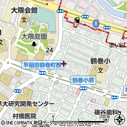 東京都新宿区早稲田鶴巻町112周辺の地図