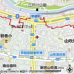 東京都新宿区早稲田鶴巻町572周辺の地図