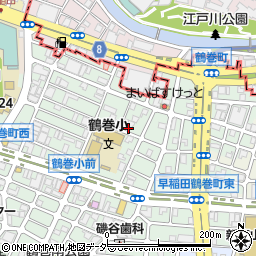 東京都新宿区早稲田鶴巻町308-7周辺の地図
