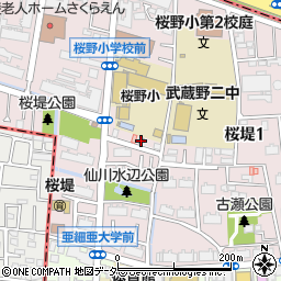 武蔵野桜堤郵便局周辺の地図