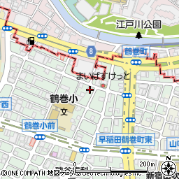 東京都新宿区早稲田鶴巻町308-1周辺の地図