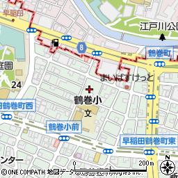 東京都新宿区早稲田鶴巻町308-14周辺の地図
