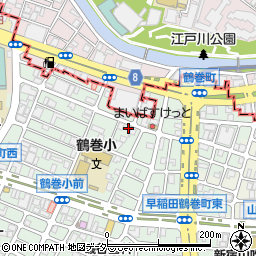 東京都新宿区早稲田鶴巻町308-2周辺の地図