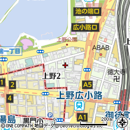 東京都台東区上野2丁目周辺の地図