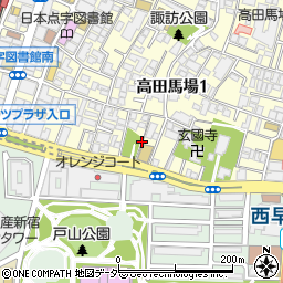 東京都新宿区高田馬場1丁目14周辺の地図