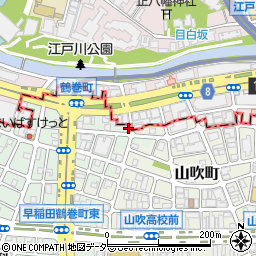 タイムズ早稲田鶴巻町駐車場周辺の地図