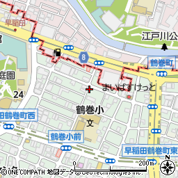 東京都新宿区早稲田鶴巻町308-30周辺の地図