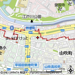 東京都新宿区早稲田鶴巻町574周辺の地図