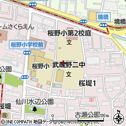 武蔵野市立第二中学校西校舎周辺の地図
