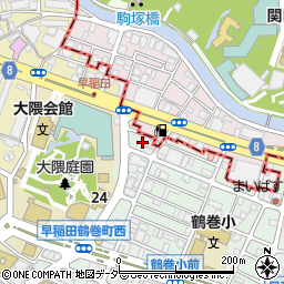 東京都新宿区早稲田鶴巻町541周辺の地図