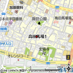 東京都新宿区高田馬場1丁目周辺の地図