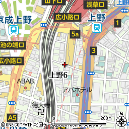 東京都台東区上野6丁目周辺の地図