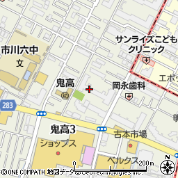 くすりの福太郎　市川鬼高店周辺の地図