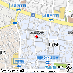 日本基督教団　本郷教会周辺の地図
