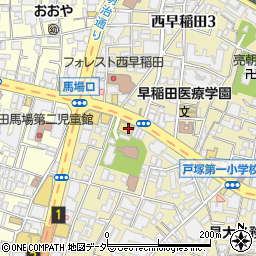 ローソンストア１００新宿早稲田通店周辺の地図