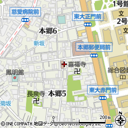 文京区　本郷児童館周辺の地図