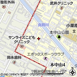 船橋本中山郵便局周辺の地図