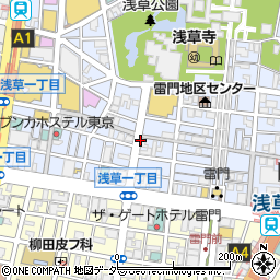 東京都台東区浅草1丁目周辺の地図