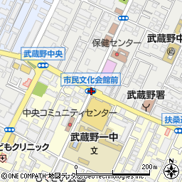 市民文化会館前周辺の地図