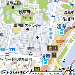 東京都台東区浅草1丁目32周辺の地図