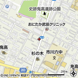 あいケア薬局鬼高店周辺の地図