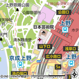 上野の森美術館　展示室周辺の地図