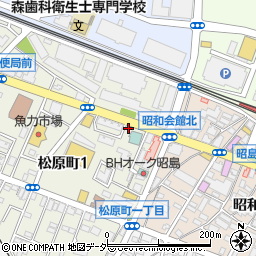 昭和会館入口周辺の地図