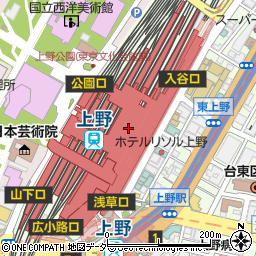 スターバックスコーヒーエキュート上野公園口店周辺の地図