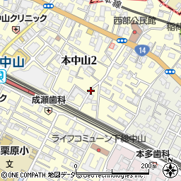 千葉県船橋市本中山2丁目周辺の地図