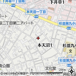 東京都杉並区本天沼1丁目周辺の地図