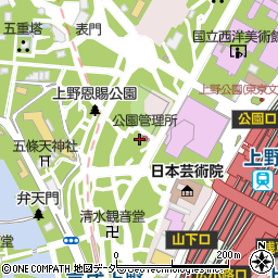 東京都建設局東部公園緑地事務所　上野恩賜公園事務所周辺の地図